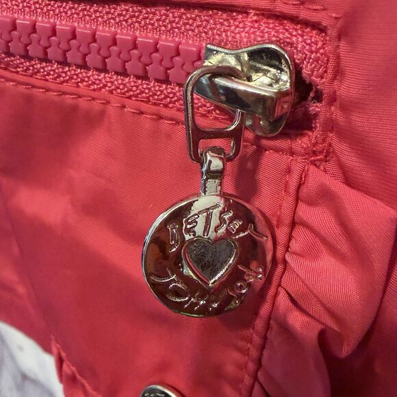 Betsey Johnson Pink Raincoat Anorak Jacket Hooded Drawstring Zip Cinched Waist - Picture 4 of 13